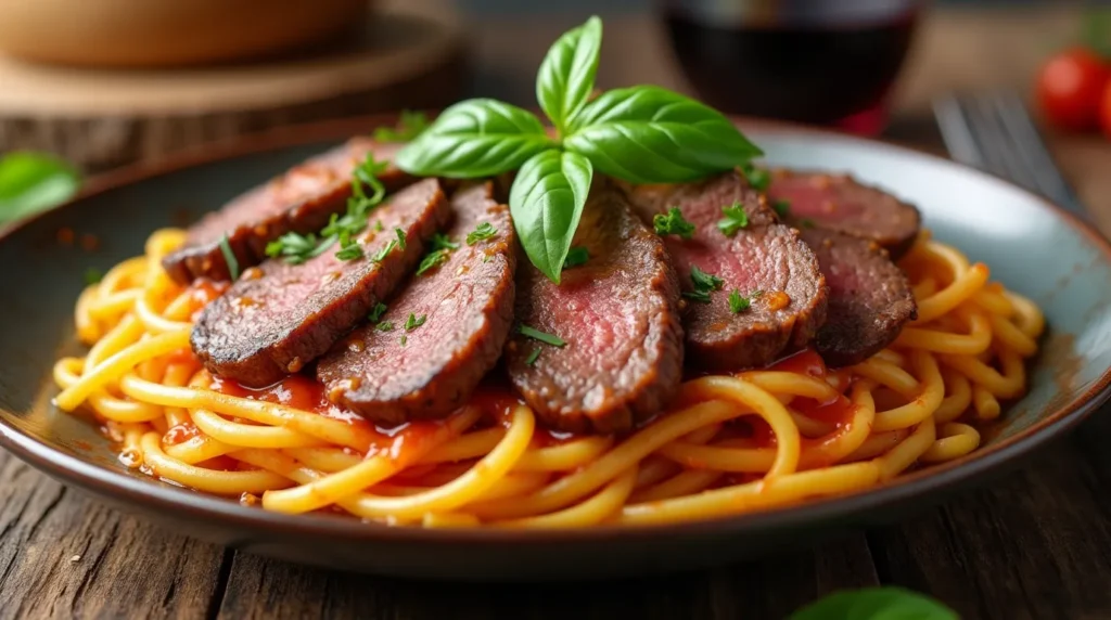 beef steak pasta