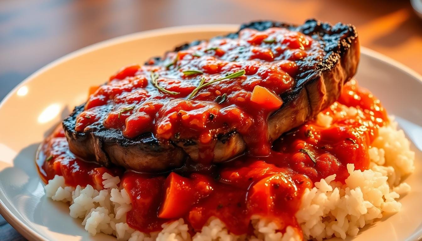 steak with tomato sauce