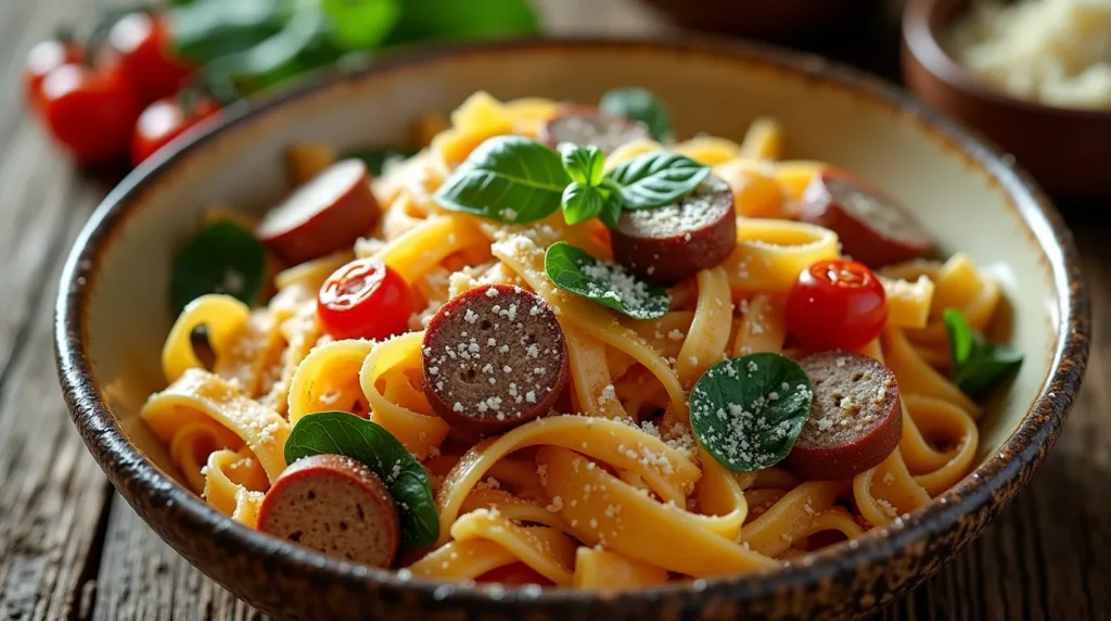 Tuscan Sausage Pasta in Creamy Sauce