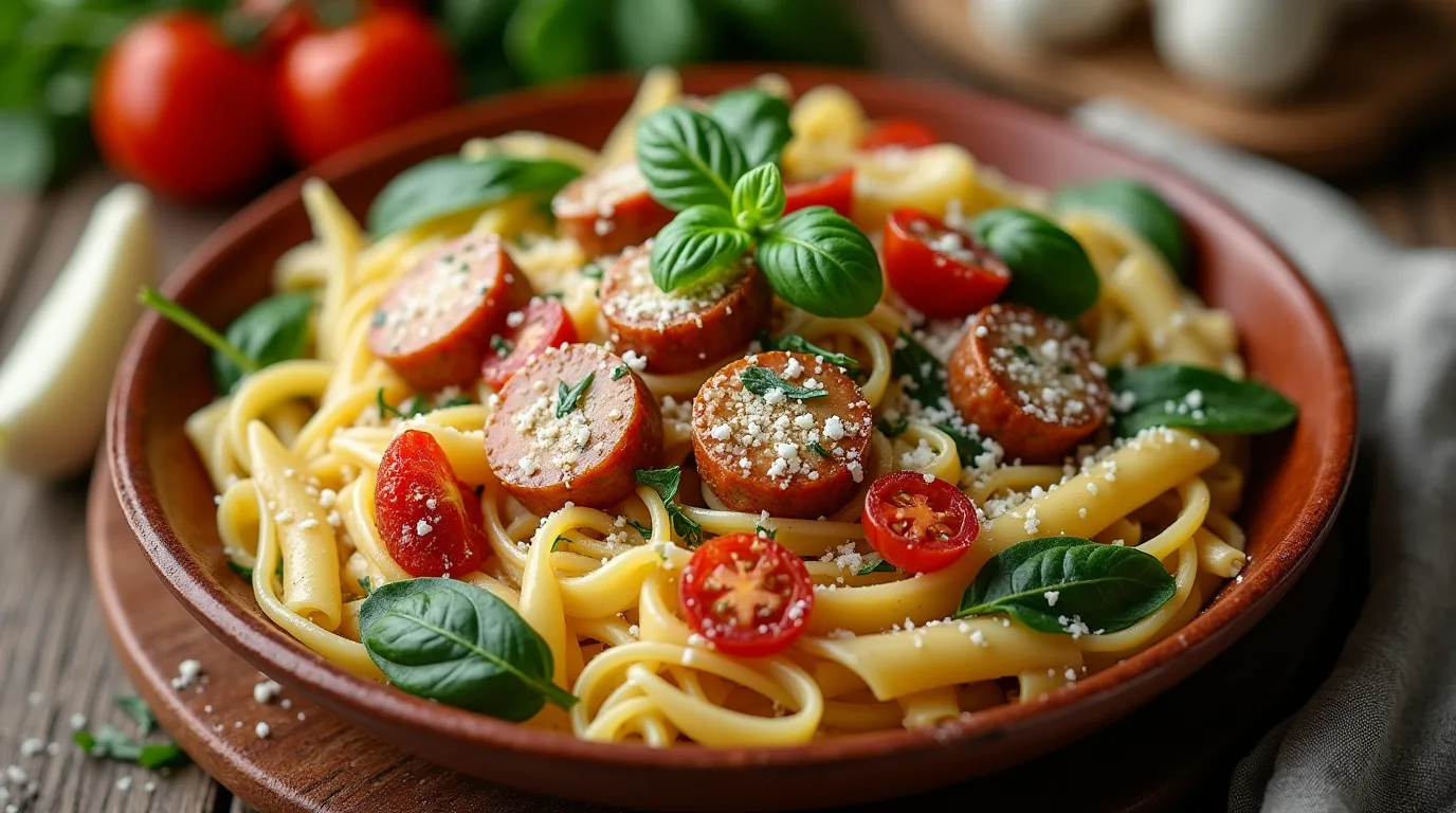 Tuscan Sausage Pasta in Creamy Sauce