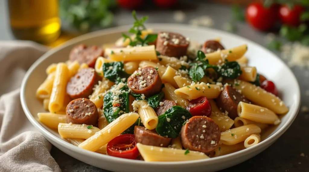 Tuscan Sausage Pasta in Creamy Sauce