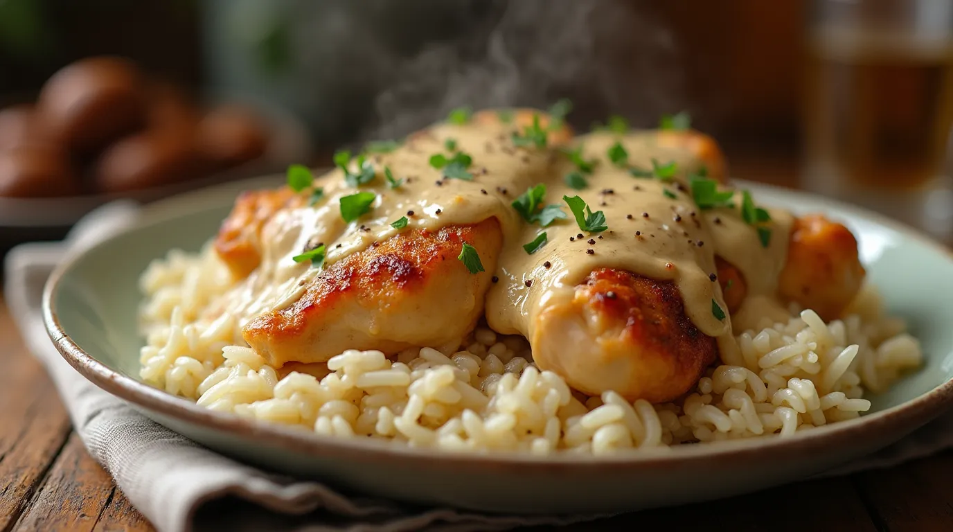 Creamy Smothered Chicken and Rice