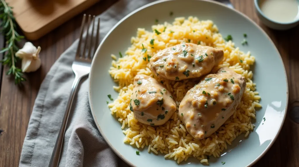 Creamy Smothered Chicken and Rice