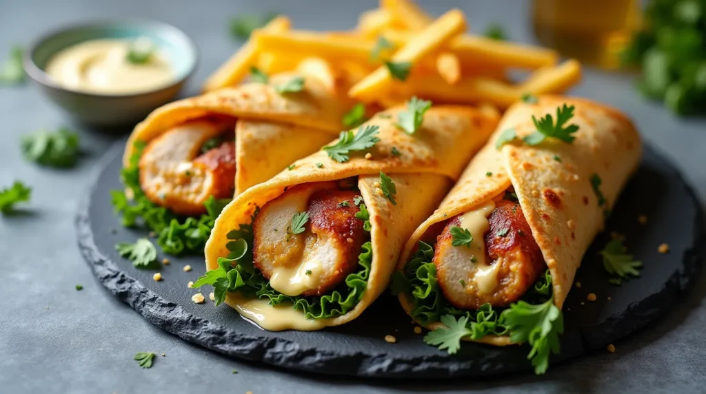Cheesy Garlic Chicken Wraps