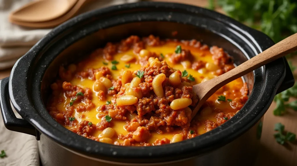 slow cooker hamburger casserole