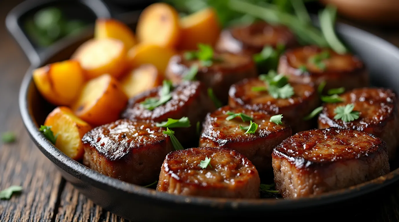 Garlic Steak Bites and Potatoes Recipe