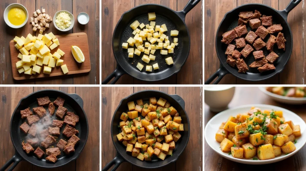 Garlic Steak Bites and Potatoes Recipe