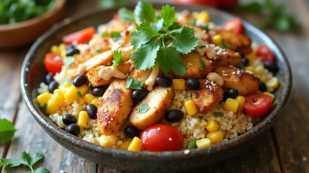 Street Corn Chicken Rice Bowl