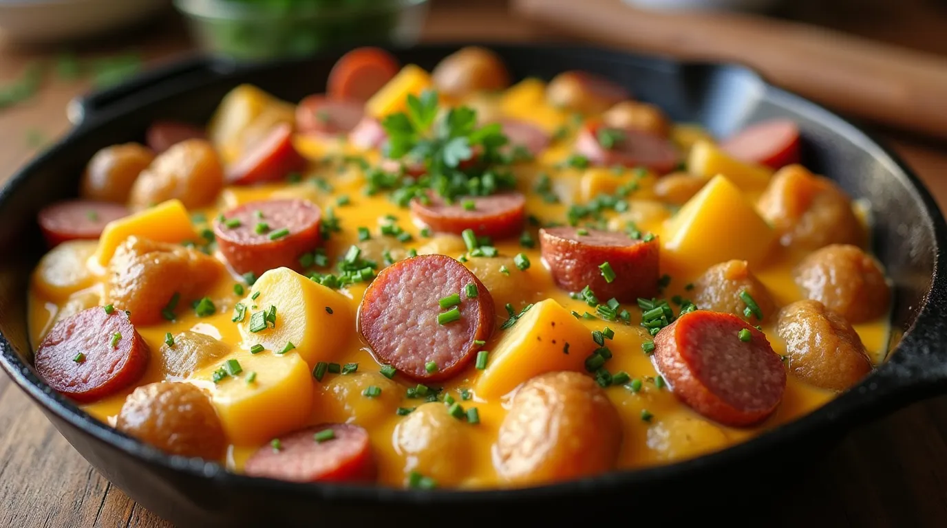 Cheesy Ranch Potatoes and Smoked Sausage