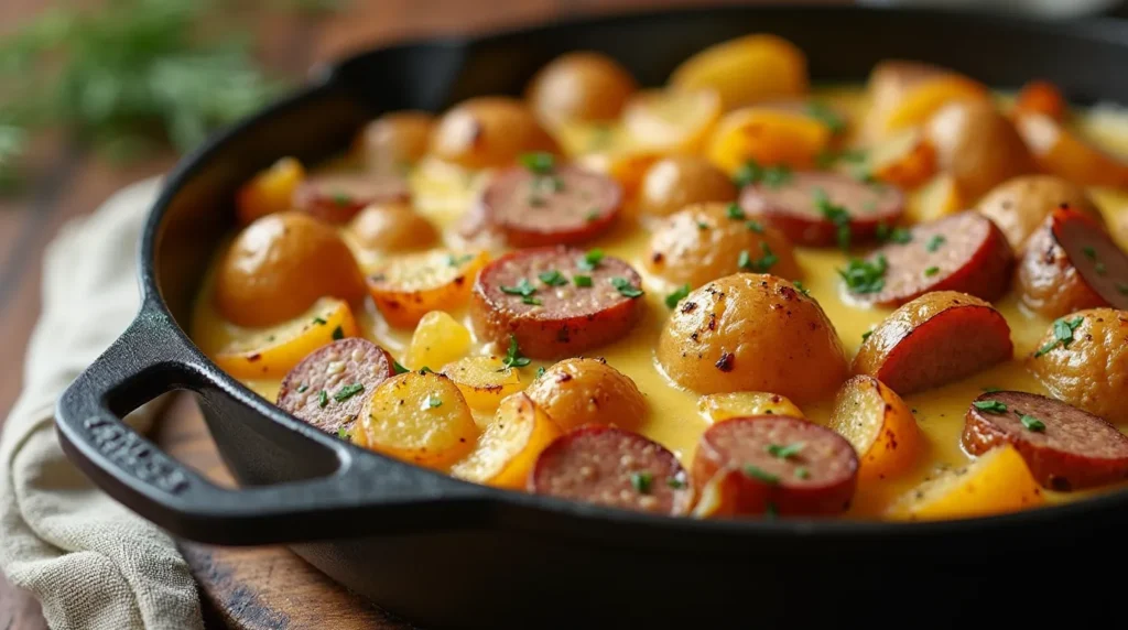 Cheesy Ranch Potatoes and Smoked Sausage